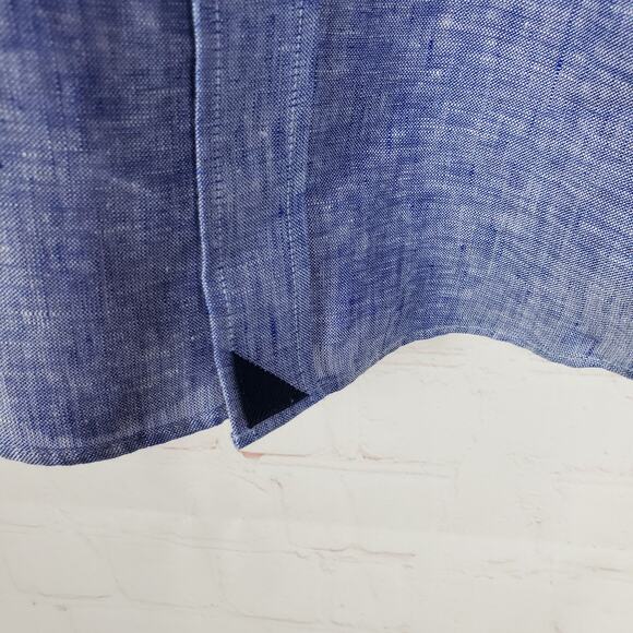 Untuckit Mens 100% Linen Vin Santo Long Sleeve Button Up Shirt L Blue Slim Fit - Picture 5 of 16